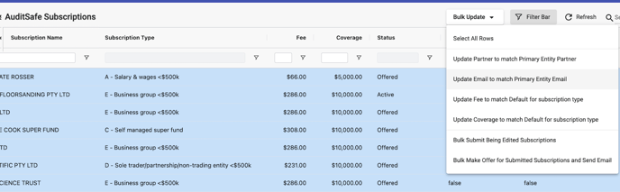 Audit Safe Subscription Raw Data