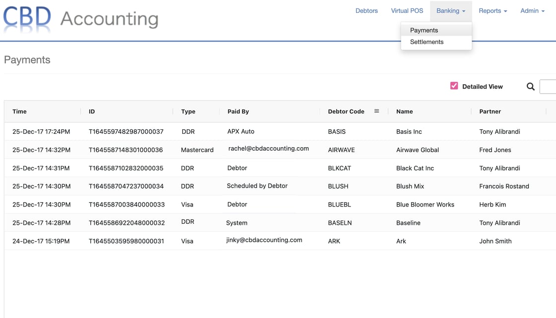 Payments - Detailed View