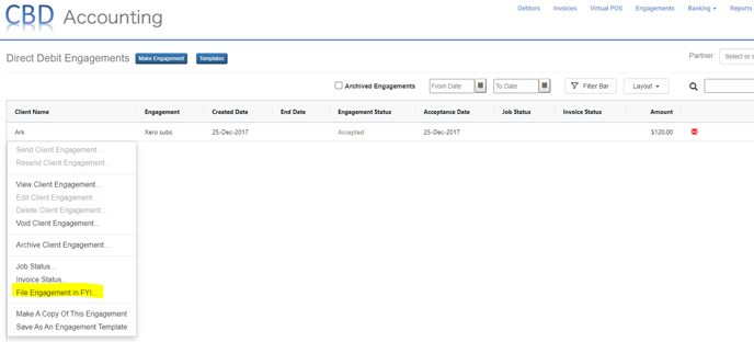 Filing Engagement in FYI